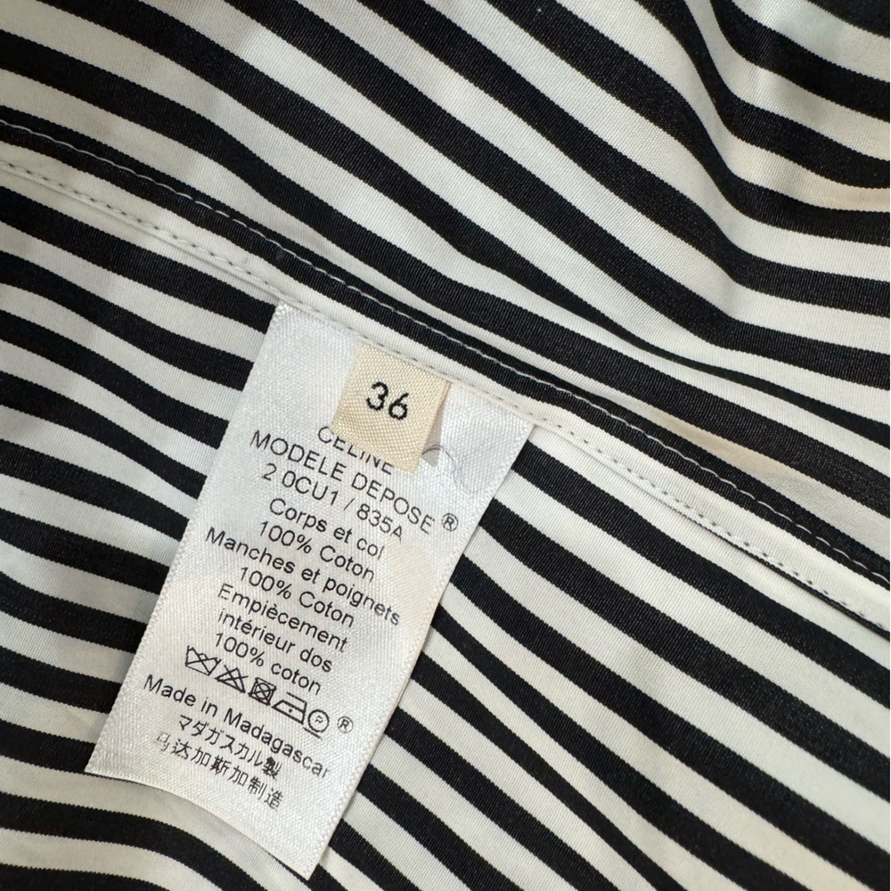 Celine Monochrome Striped Button-Down Shirt View 4